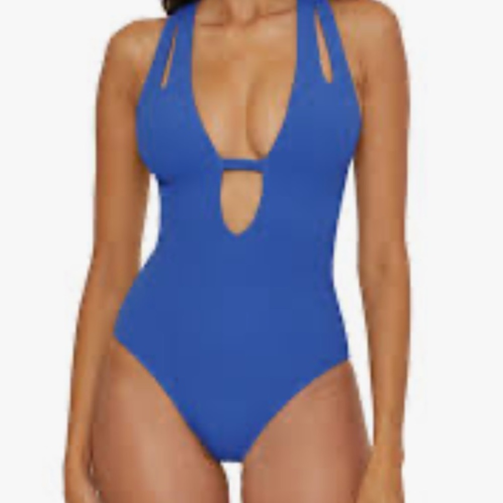 NEW Becca Pucker Up Tear Drop Blue One Piece - Picture 1 of 9